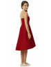 Strapless Garnet Satin High Low Junior Bridesmaid Dress With Pockets